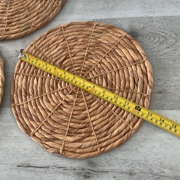 Set of 3 woven straw chargers bohemian coastal‎ home decor table or wall - Picture 4 of 4